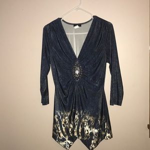 Embellished Print Top